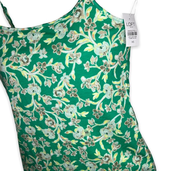 NEW Loft Outlet Green Floral Spaghetti Strap Tank Top Cami Size XS - Picture 3 of 4